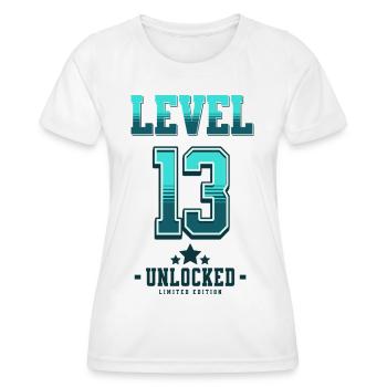 Level 13 freigeschaltet – Gamer Geburtstag - Frauen Funktions-T-Shirt - Weiß - Vorne - AI Model Female 172 dark (172cm)