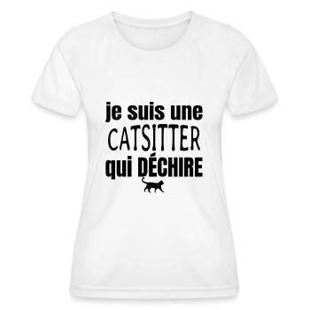catsitter qui déchire - T-shirt sport Femme - blanc - Devant - AI Model Female 172 dark (172cm)