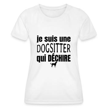 dogsitter qui déchire - T-shirt sport Femme - blanc - Devant - AI Model Female 172 dark (172cm)