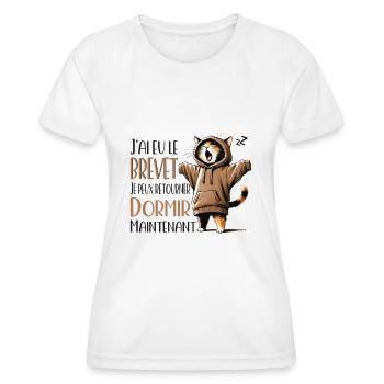 Qualifizierte Katze, die schlafen möchte - Frauen Funktions-T-Shirt - Weiß - Vorne - AI Model Female 172 dark (172cm)