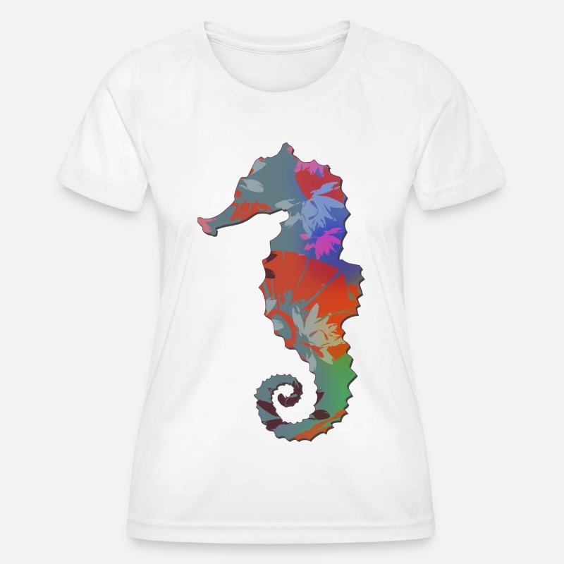 Seepferdchen - Frauen Funktions-T-Shirt - Weiß