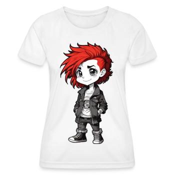 Niedliches Punk Girl mit roten Haaren - Frauen Funktions-T-Shirt - Weiß - Vorne - AI Model Female 172 dark (172cm)