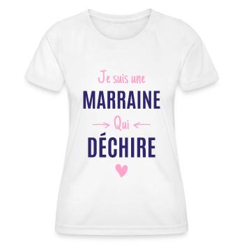 Marraine cadeau humour marraine qui déchire - T-shirt sport Femme - blanc - Devant - AI Model Female 172 dark (172cm)