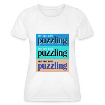 Girl Likes Puzzle Puzzle Hobby Puzzle - T-shirt sport Femme - blanc - Devant - AI Model Female 172 dark (172cm)