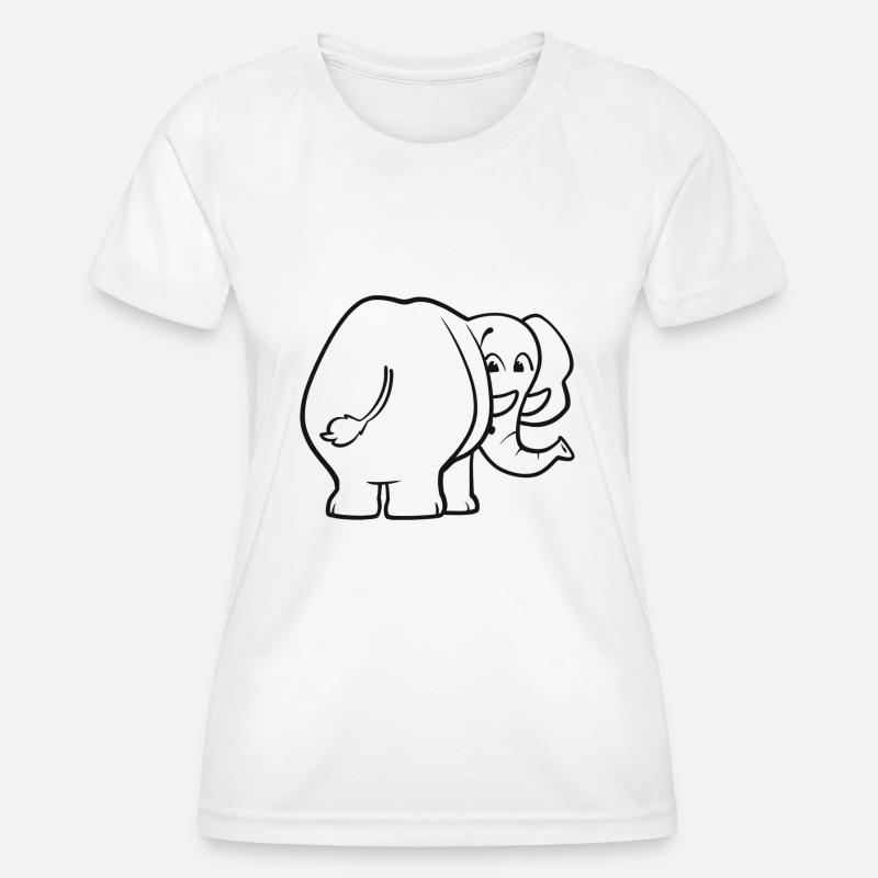 Elephant from behind - surprised, frightened, oops - Women's Functional T-Shirt - white