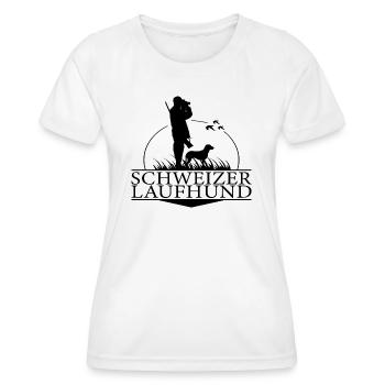 Schweizer Laufhund Jagdhunderasse Jäger Wilsigns - Frauen Funktions-T-Shirt - Weiß - Vorne - AI Model Female 172 dark (172cm)
