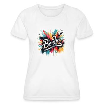 Berlin Lettering Germany Deutschland - Frauen Funktions-T-Shirt - Weiß - Vorne - AI Model Female 172 dark (172cm)