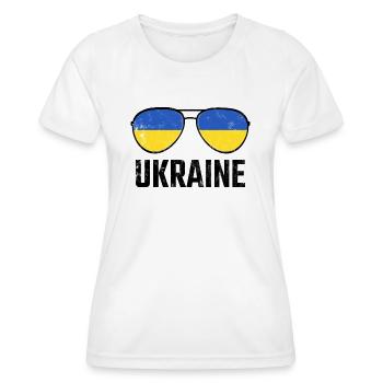 Ukraine Ukraina Slava Ukraine Sunglasses Flag - Women's Functional T-Shirt - white - Front - AI Model Female 172 dark (172cm)