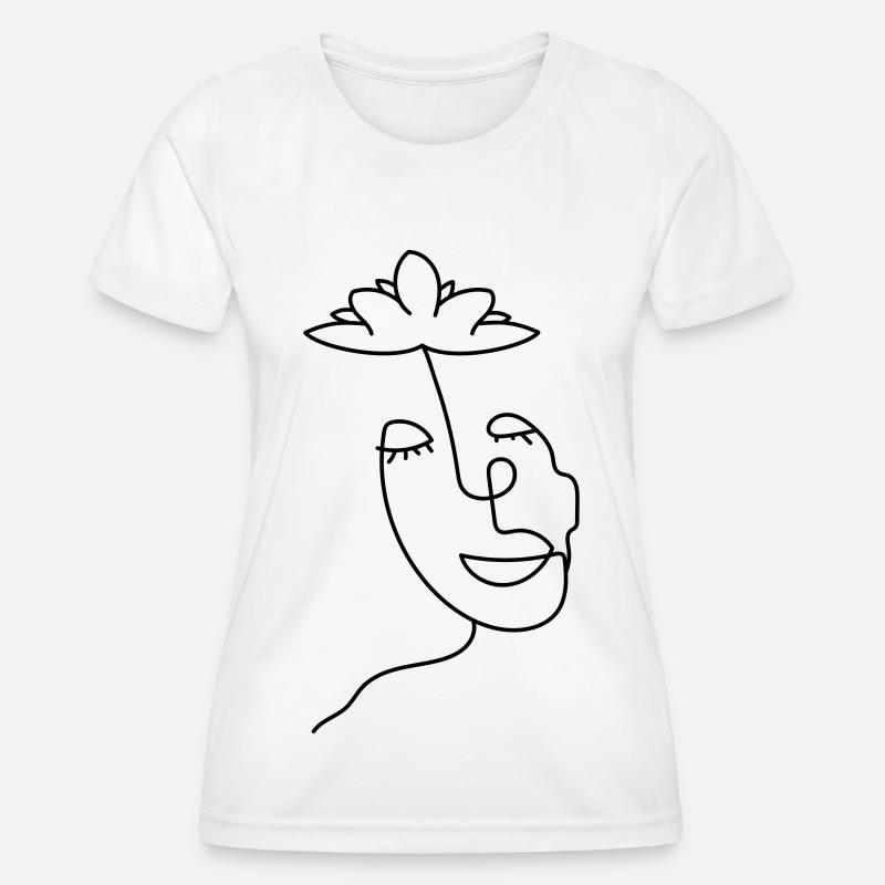 Minimalist head with lotus flower - Women's Functional T-Shirt - white