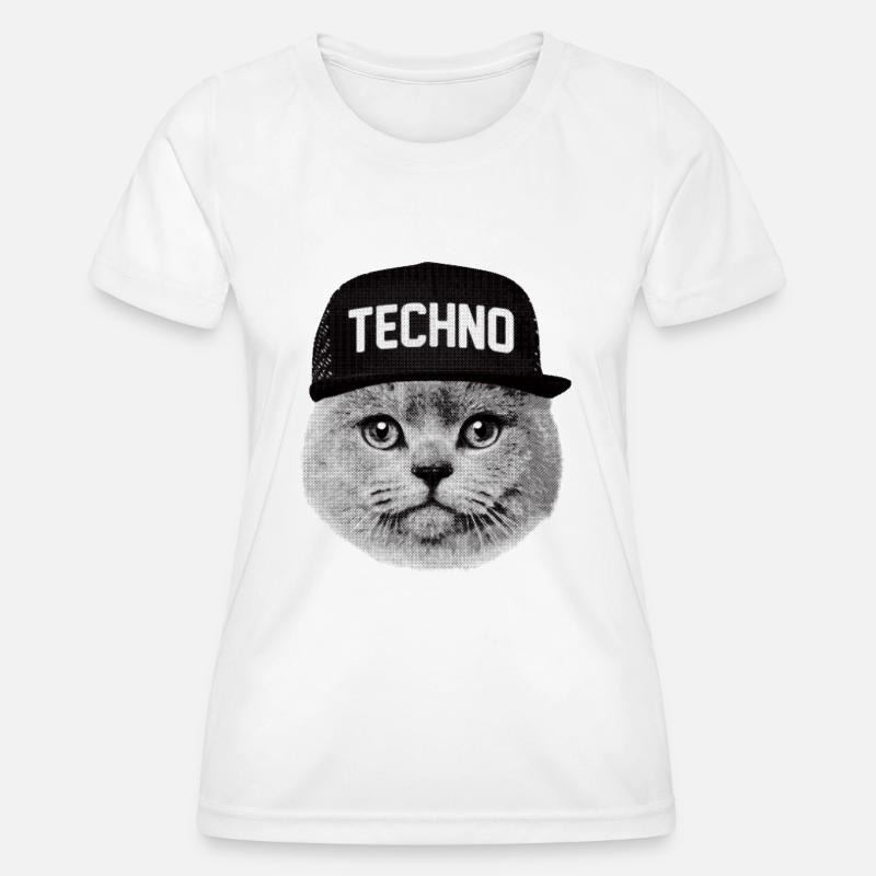 Techno cat - Women's Functional T-Shirt - white