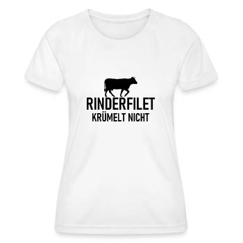 Rinderfilet krümelt nicht- Grillen - Fleisch - Frauen Funktions-T-Shirt - Weiß - Vorne - AI Model Female 172 dark (172cm)