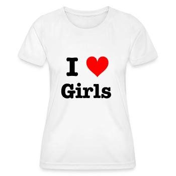 J'aime les filles - T-shirt sport Femme - blanc - Devant - AI Model Female 172 dark (172cm)
