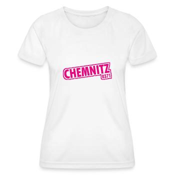 Chemnitz 0371 Vorwahl - Frauen Funktions-T-Shirt - Weiß - Vorne - AI Model Female 172 dark (172cm)