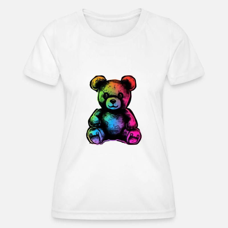 Rainbow teddy bear - Women's Functional T-Shirt - white