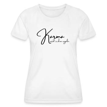 Karma wird's schon regeln - Frauen Funktions-T-Shirt - Weiß - Vorne - AI Model Female 172 dark (172cm)