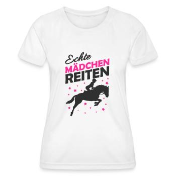 Reiten - Frauen Funktions-T-Shirt - Weiß - Vorne - AI Model Female 172 dark (172cm)