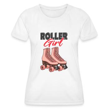 Rollschuhe - Frauen Funktions-T-Shirt - Weiß - Vorne - AI Model Female 172 dark (172cm)