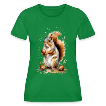 Eichhörnchen mit Eichel - Autumn Delight - Frauen Funktions-T-Shirt - Kelly Green - Vorne - AI Model Female 172 dark (172cm)