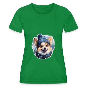 Winterfreuden mit Papillon - Frauen Funktions-T-Shirt - Kelly Green - Vorne - AI Model Female 172 dark (172cm)
