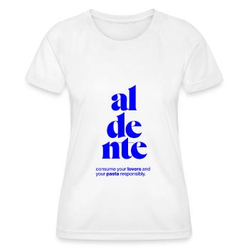 aldente: consume lovers and pasta responsibly - Women's Functional T-Shirt - white - Front - AI Model Female 172 dark (172cm)