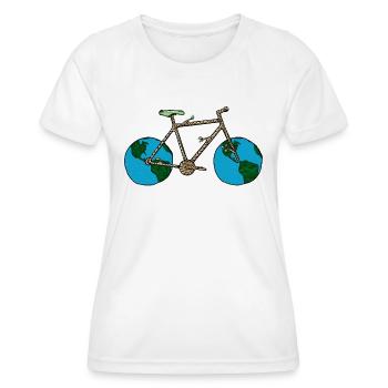 Planet Erde Fahrrad, Fahrrad Wortspiel, Fahrrad Rad Kunst - Frauen Funktions-T-Shirt - Weiß - Vorne - AI Model Female 172 dark (172cm)