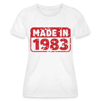 Fabriqué simplement en 1983 - T-shirt sport Femme - blanc - Devant - AI Model Female 172 dark (172cm)
