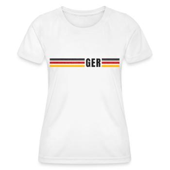 GER Deutschland streifen EM WM Sport Fußball - Frauen Funktions-T-Shirt - Weiß - Vorne - AI Model Female 172 dark (172cm)
