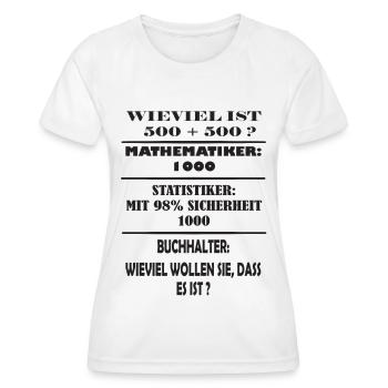 Mathematiker, Statistiker, Buchhalter Witz - Frauen Funktions-T-Shirt - Weiß - Vorne - AI Model Female 172 dark (172cm)