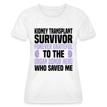 Sensibilisation à la transplantation rénale et aux maladies cancéreuses - T-shirt sport Femme - blanc - Devant - AI Model Female 172 dark (172cm)