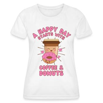 Donut café café kawaii Drôle de dicton - T-shirt sport Femme - blanc - Devant - AI Model Female 172 dark (172cm)