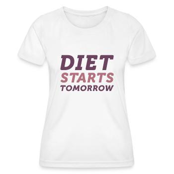 Le régime commence demain - T-shirt sport Femme - blanc - Devant - AI Model Female 172 dark (172cm)