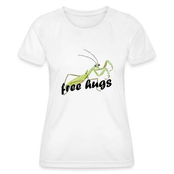 câlins gratuits - Mante religieuse - T-shirt sport Femme - blanc - Devant - AI Model Female 172 dark (172cm)
