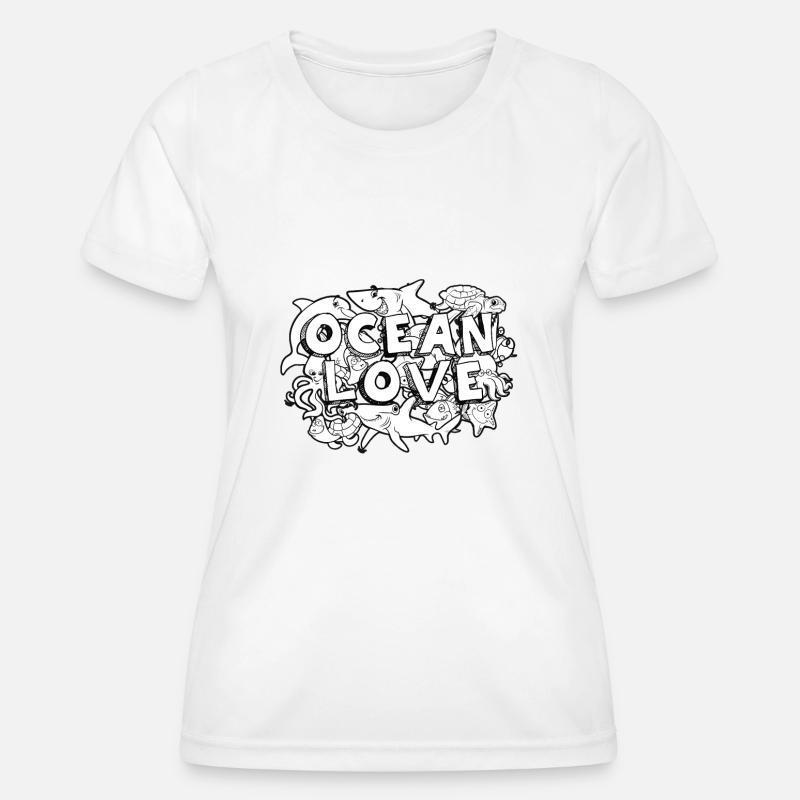 doodle Art Ocean - Women's Functional T-Shirt - white
