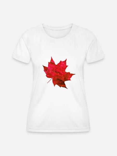 Ahorn Rot Polygon - Frauen Funktions-T-Shirt - Weiß