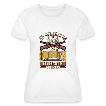 Leg Dich Nicht Mit Sportschützen An Sportschütze - Frauen Funktions-T-Shirt - Weiß - Vorne - AI Model Female 172 dark (172cm)