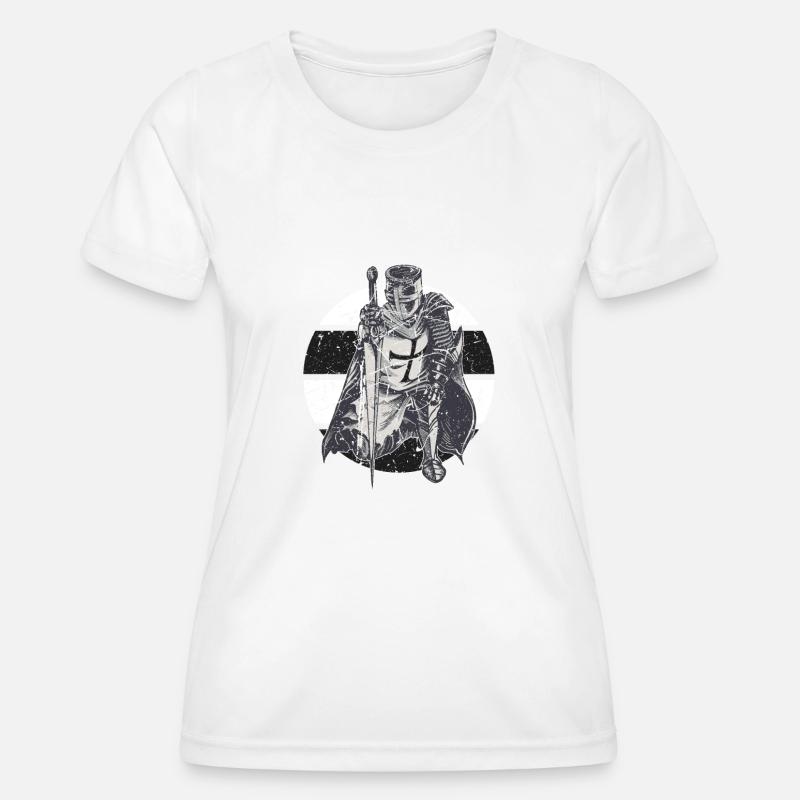 Knight Red White Templer order medieval armor - Women's Functional T-Shirt - white