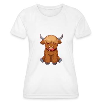Highland Cow Longhorn Cattle Farmer - Women's Functional T-Shirt - white - Front - AI Model Female 172 dark (172cm)