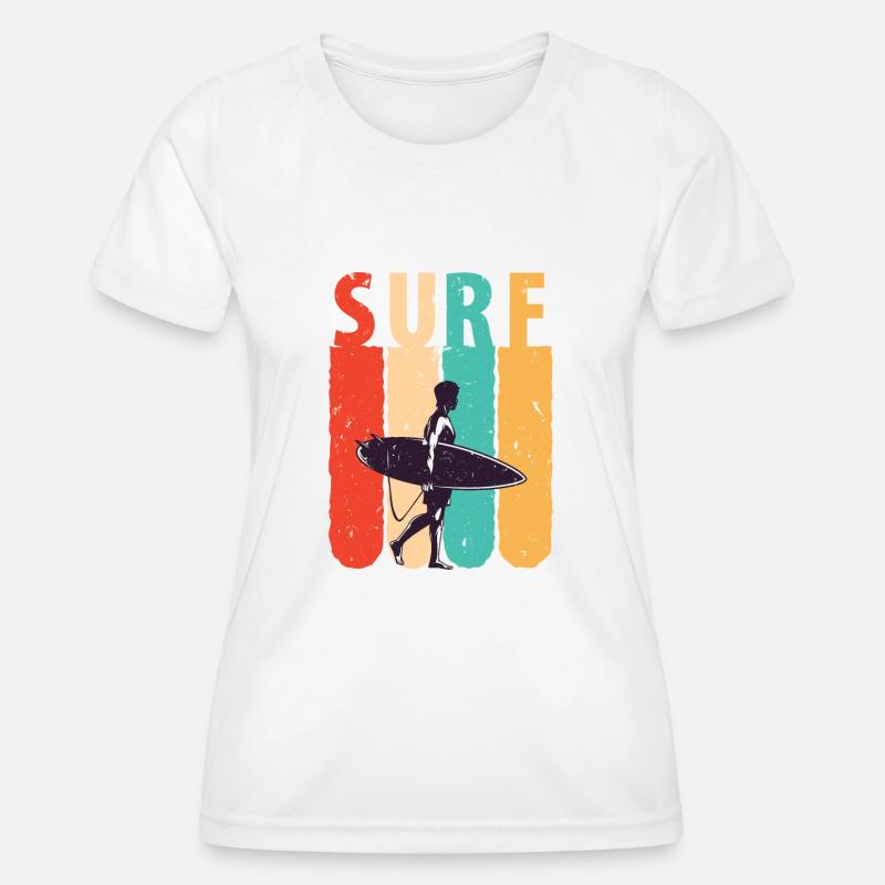 Retro surf, ready for taking on the waves - Women's Functional T-Shirt - white