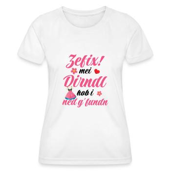 Dirndl | Mei Dirndl hob i ned g'fundn - Frauen Funktions-T-Shirt - Weiß - Vorne - AI Model Female 172 dark (172cm)