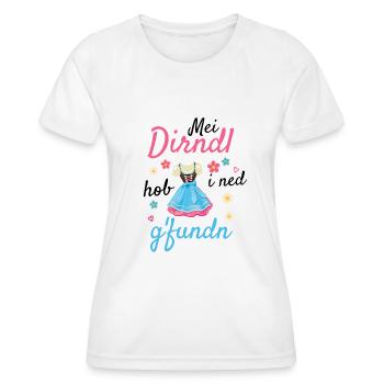 Dirndl | Mei Dirndl hob i ned g'fundn - Frauen Funktions-T-Shirt - Weiß - Vorne - AI Model Female 172 dark (172cm)