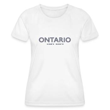 USA Stadt Koordinaten - Ontario - Frauen Funktions-T-Shirt - Weiß - Vorne - AI Model Female 172 dark (172cm)