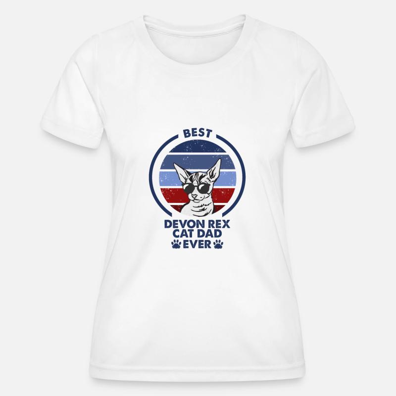 Cat Dad - Devon Rex Cat - Frauen Funktions-T-Shirt - Weiß