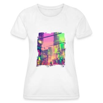 Cool Japanese World Japan Neon City - Frauen Funktions-T-Shirt - Weiß - Vorne - AI Model Female 172 dark (172cm)