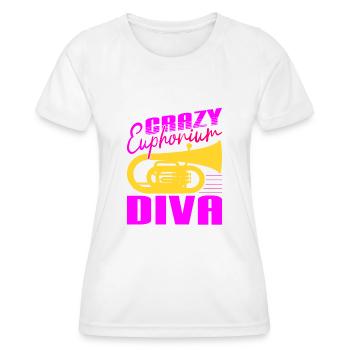 Crazy Euphorium Diva Baritone Player Gifts - Women's Functional T-Shirt - white - Front - AI Model Female 172 dark (172cm)