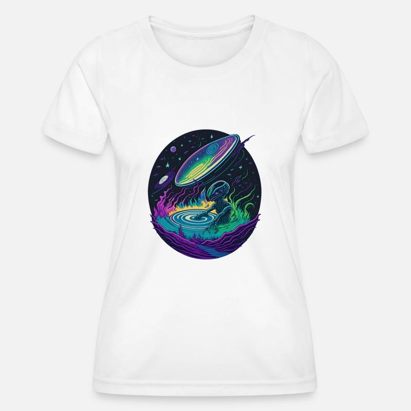Alien Galactic DJ - Women's Functional T-Shirt - white