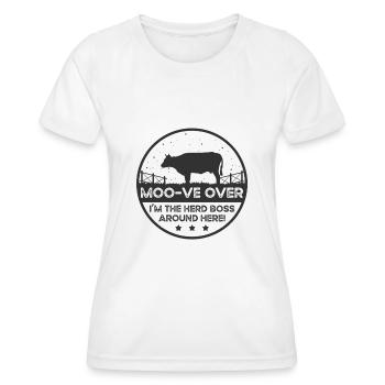 Moo -ve Über Kuh - Limousin - Frauen Funktions-T-Shirt - Weiß - Vorne - AI Model Female 172 dark (172cm)