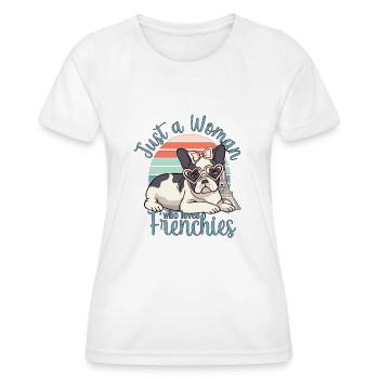 Bouledogue français juste une femme qui aime les Frenchies - T-shirt sport Femme - blanc - Devant - AI Model Female 172 dark (172cm)
