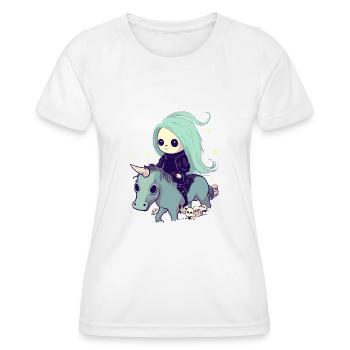 Pastell Goth Kawai Tod Sensenmann Mädchen Einhorn - Frauen Funktions-T-Shirt - Weiß - Vorne - AI Model Female 172 dark (172cm)