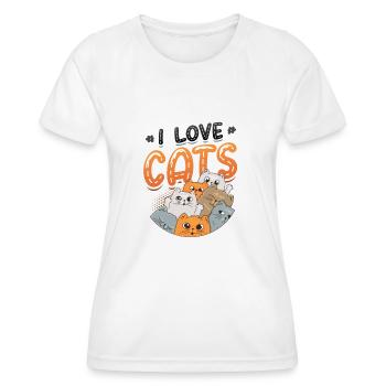 I love cats - Women's Functional T-Shirt - white - Front - AI Model Female 172 dark (172cm)