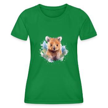 Aquarell Quokka - Bunte Australische Tierkunst - Frauen Funktions-T-Shirt - Kelly Green - Vorne - AI Model Female 172 dark (172cm)